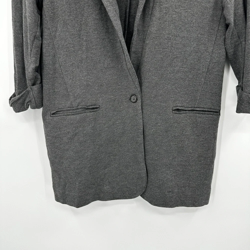 Joie Charcoal Grey‎ Knit Blazer Shawl Collar Roll Tab Sleeve Women's Size S